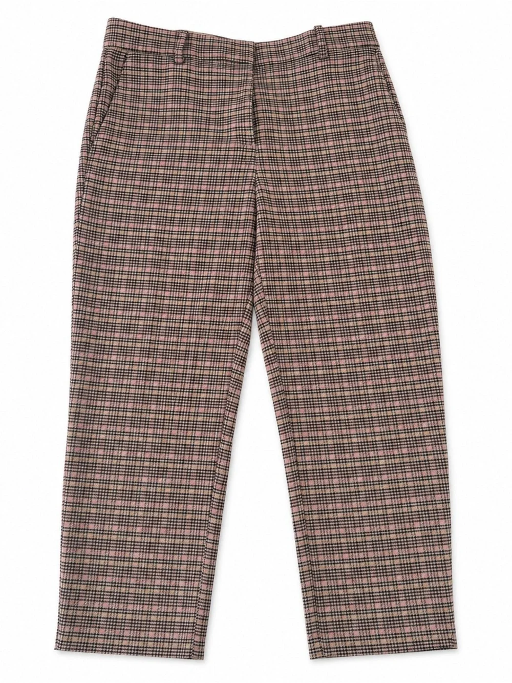 Ann Taylor Eva Ankle Pants 2P Pink Houndstooth Plaid Petite - Picture 2 of 3